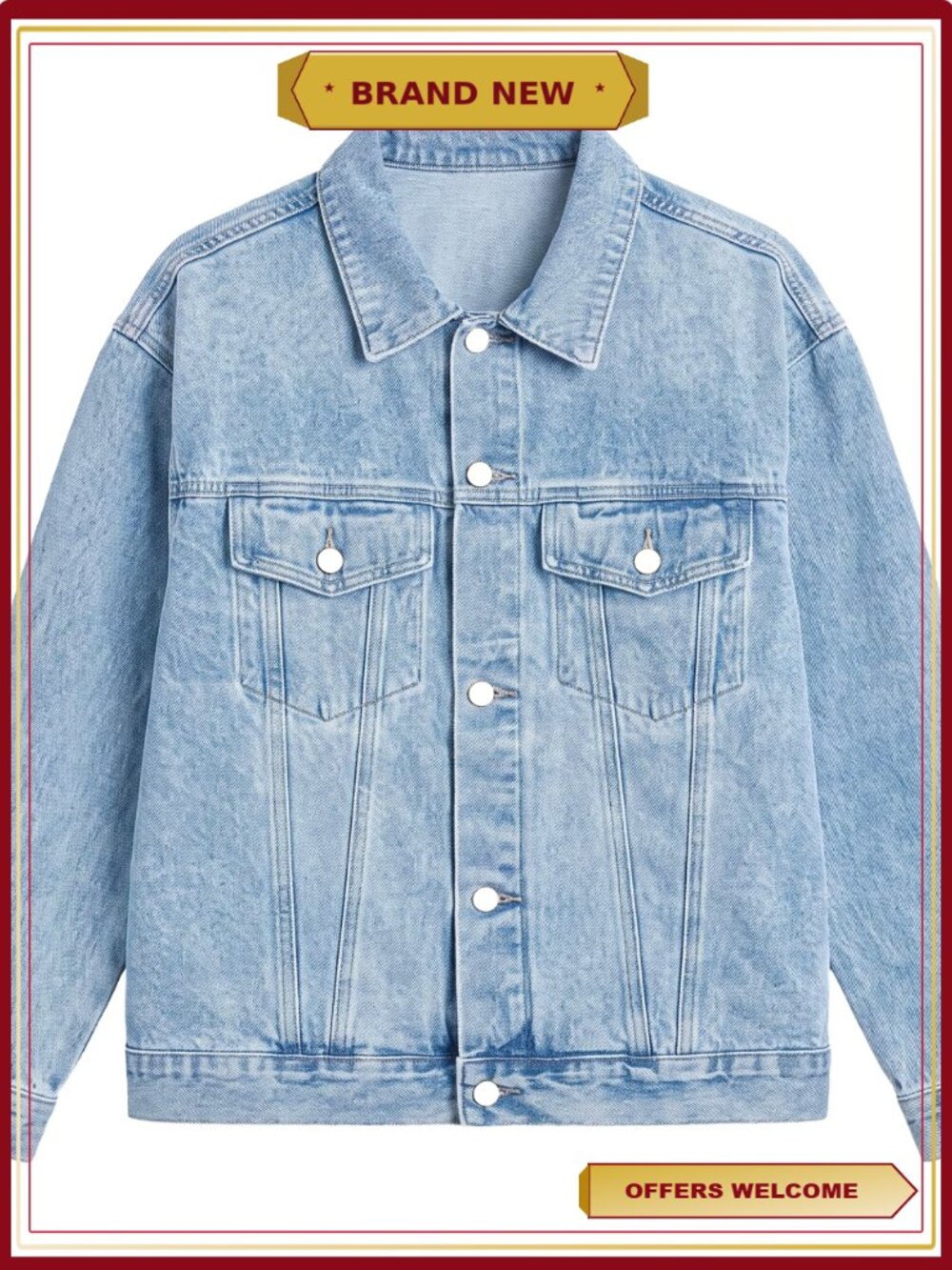 Oversized Button Down Denim Jacket Loose Fit - Picture 7 of 7